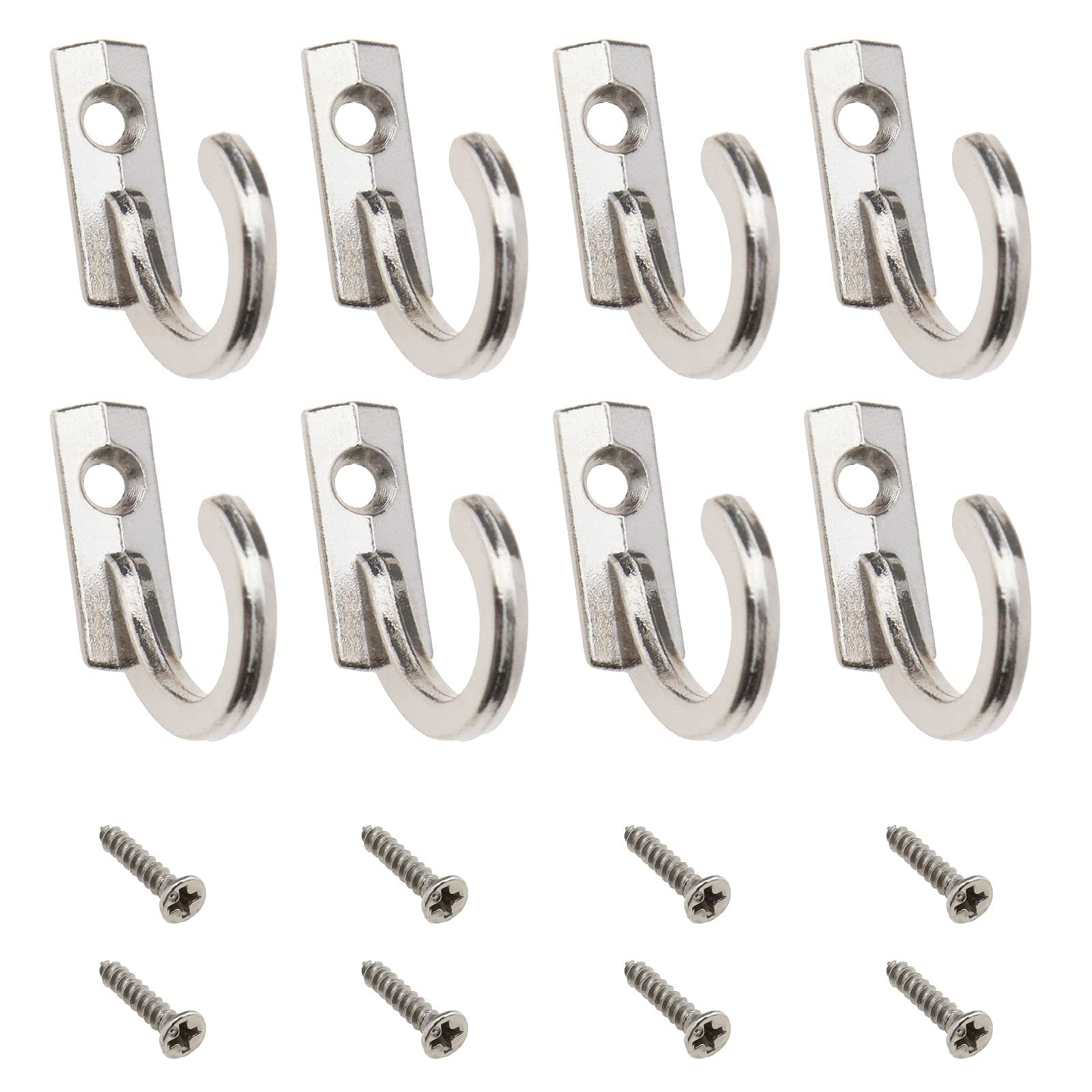 30Pcs Wall Mounted Hook Hangers with Screws Metal Hook Single Hook Alloy Coat Hooks Single Robe Hooks Accessories for Scarf Bag Towel Key Cap Silver