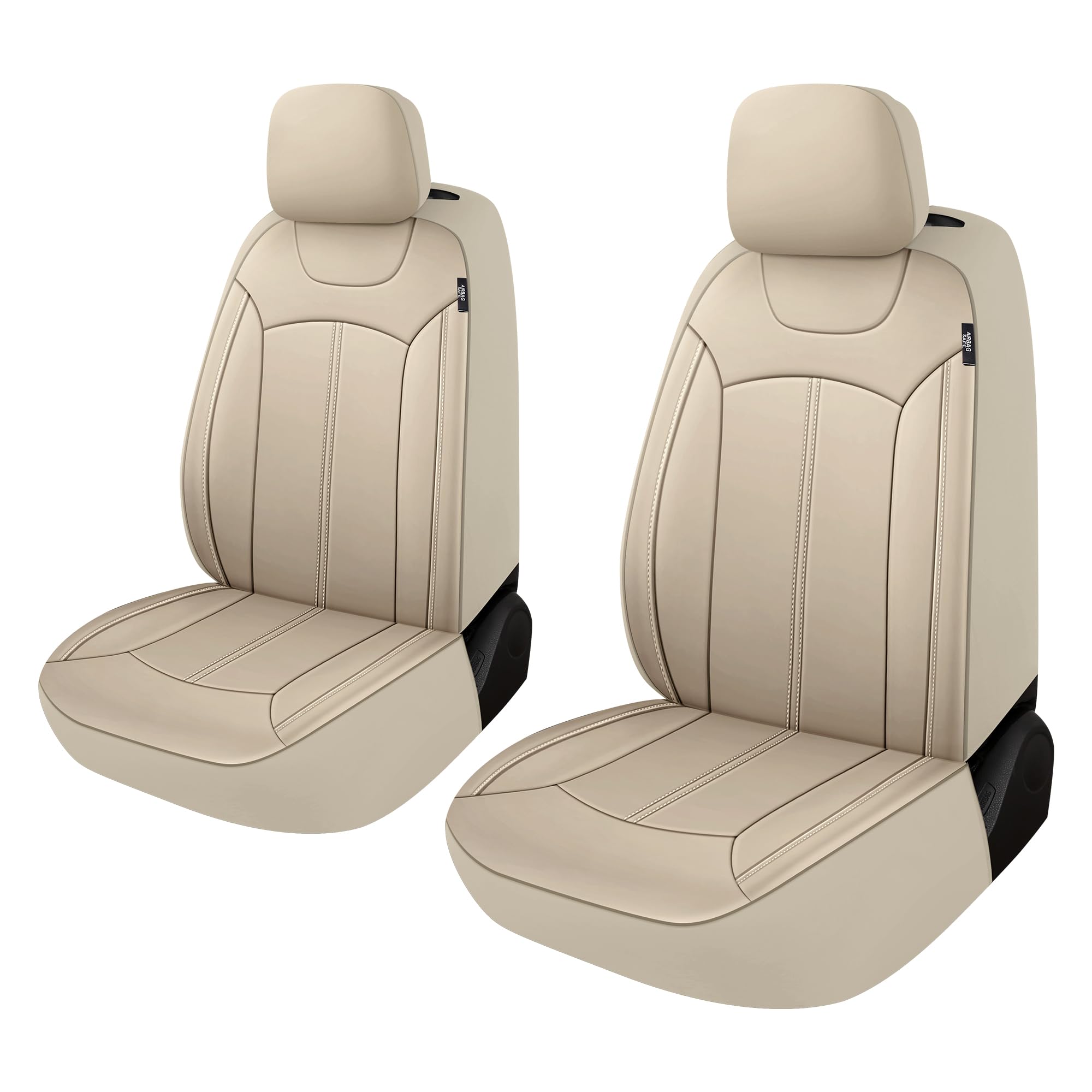 Photo 1 of Pariiaotin Premium Leather Car Seat Covers Front Set, Waterproof Stain-Resistant Seat Covers for Cars, Universal Automotive Interior Covers for Sedan SUV Truck Pick-up Van, Beige