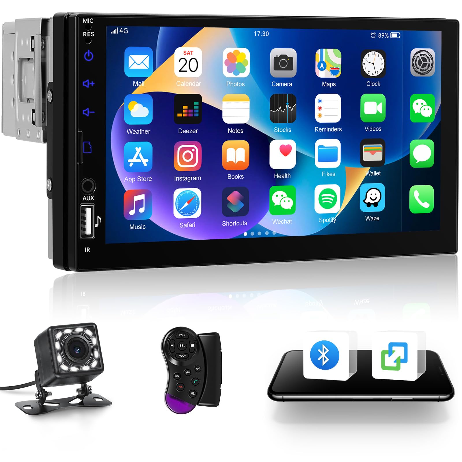 Photo 1 of [Upgrade] Single Din Car Stereo with Bluetooth,7 Inch Touch Screen 1 Din Car Radio with FM Radio EQ Mirror Link SWC USB/TF/Aux-in Ports+Backup Camera