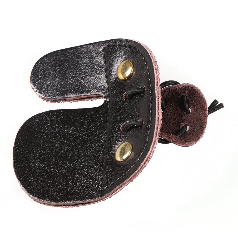 Huntingdoor Shooting Finger Tab Cowhide Leather Archery Finger Guard Double-layer Finger Protector for Right Hand