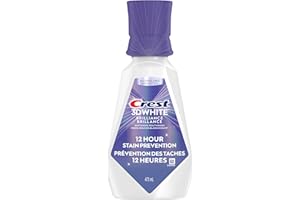 Crest 3D White Brilliance Stain Prevention Mouthwash/Rinse, 12-Hour Stain Prevention, Whiter Smile in 5 Days, Alcohol Free, 4