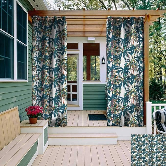 Leinuoyi - Juego de cortinas para exteriores, diseño vintage con