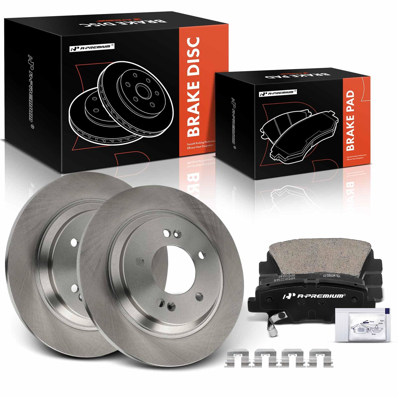 Photo 1 of **Rotors only**A-Premium 11.18 inch (284mm) Rear Solid Disc Brake Rotors + Ceramic Pads Kit Compatible with Select Hyundai and Kia Models - Sonata 2015, Soul Ev 2015, Optima 2014-2015, Cadenza 2014-2016, 6-PC Set