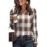 XIEERDUO Blouses for Women Dressy Casual Long Sleeve Shirts Fashion Clothing Puff Sleeve Tunic Tops with Smocked Cuffs