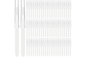 Lallisa 100 Pieces Micro Eyebrow Spoolie Brush with Cap Brow Lamination Tool Eyelash Brush Multifunctional Micro Lash Comb for Eyelash and Eyebrow Extensions Tool(White)