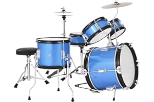 Uargd 5-Piece Drum Set, 14-Inch Drum Kit with Adjustable Seat, Cymbal & Two Pairs of Drumsticks, Musical Instrument for Begin
