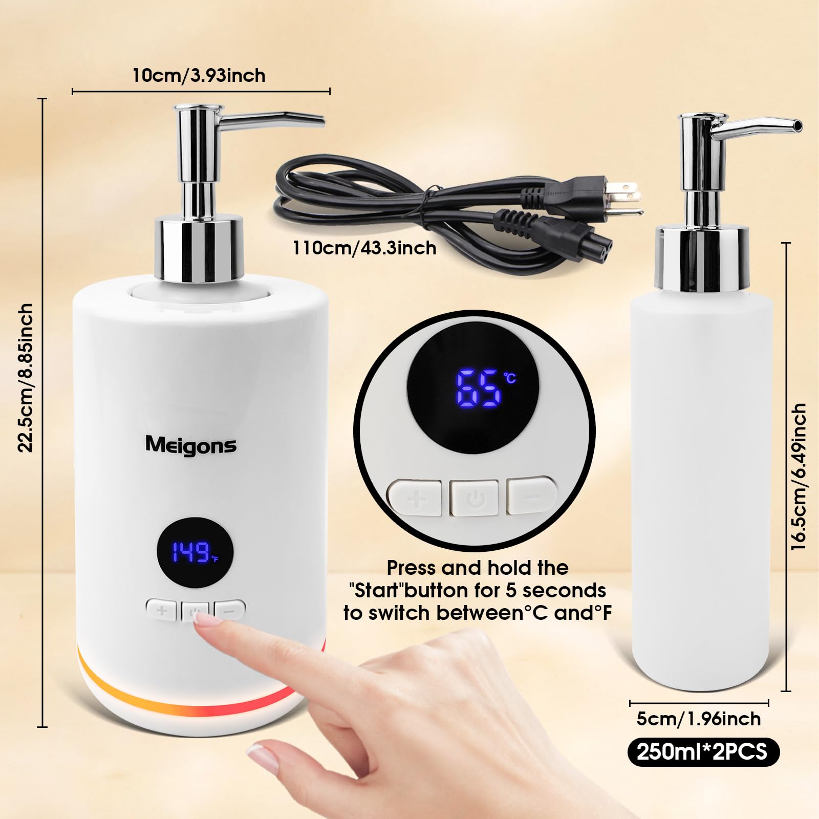Oil Warmer for Massage, Massage Oil Warmer, Body Oils Heater for Spa, Salon and Barber Shops, with Two Oil Bottle Dispenser, Constant Temperature (White)