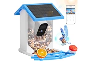 AZONANOR Smart Bird Feeder with Camera Solar Powered - 4K High Resolution AI Camera for Beautiful Close-up Shots and a Unique Bird Watching Experience, Ideal Gift for Bird Lovers