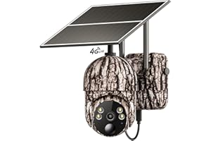 Tefrio Cellular Trail Security Cameras Built-in 4G LTE SIM Card, 2K Game Camera Solar with 360° Full View, Color Night Vision, Motion Activated, Live Streaming & Playback, IP65 Waterproof