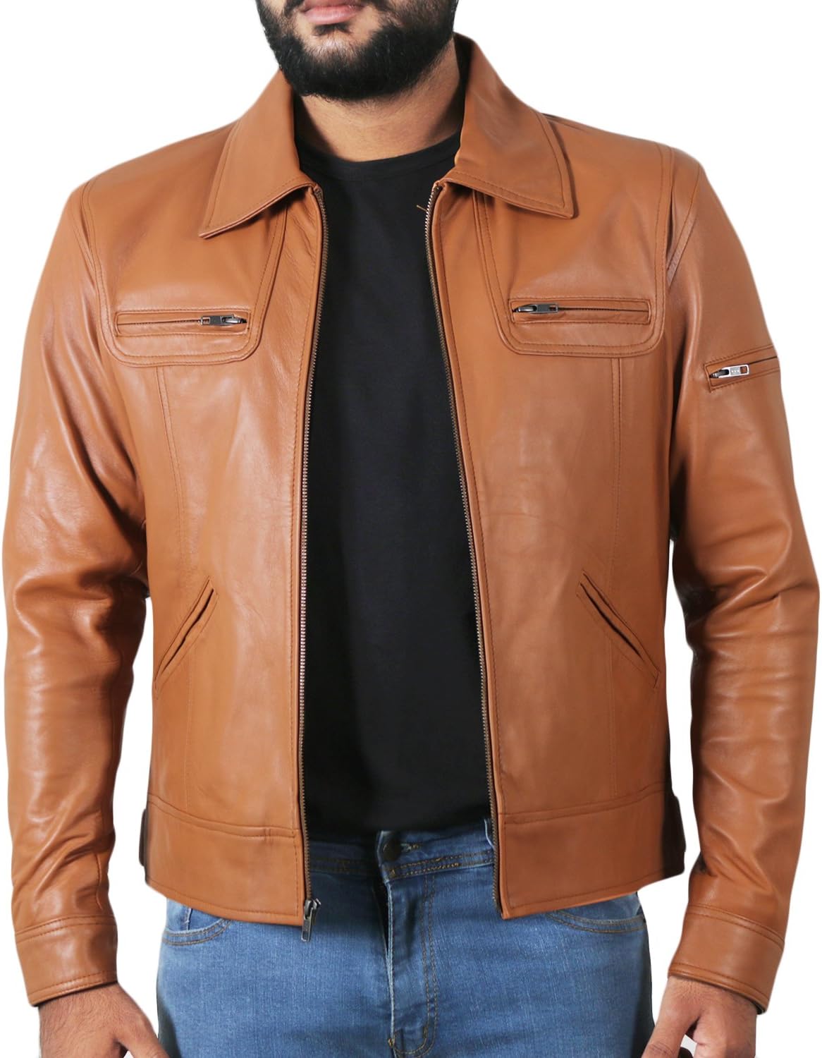 Laverapelle Men's Genuine Lambskin Leather Jacket (Black, Biker Jacket) - 1501200