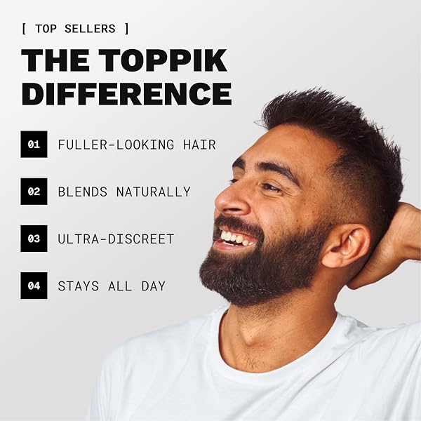 TOPPIK HAIR BUILDING FIBERS, WHITE, 12G FILL IN FINE OR THINNING HAIR, INSTANTLY THICKER, FULLER LOOKING, 9 SHADES FOR MEN & WOMEN, KERATIN PROTEIN FORMULA