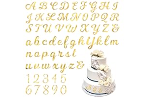 Abeillo 64PCS Gold Letters, Acrylic Cake Topper, 0-9 Number and A-Z Letters for DIY Personalized Birthday Cake Topper