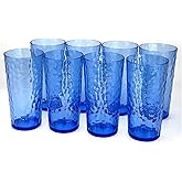 Yalin 24-Ounce Plastic Tumbler Acrylic Drinking Glasses, Reusable Plastic Cups, Stackable, BPA-Free, Shatter Proof, Dishwasher Safe, Set of 8 (Blue)