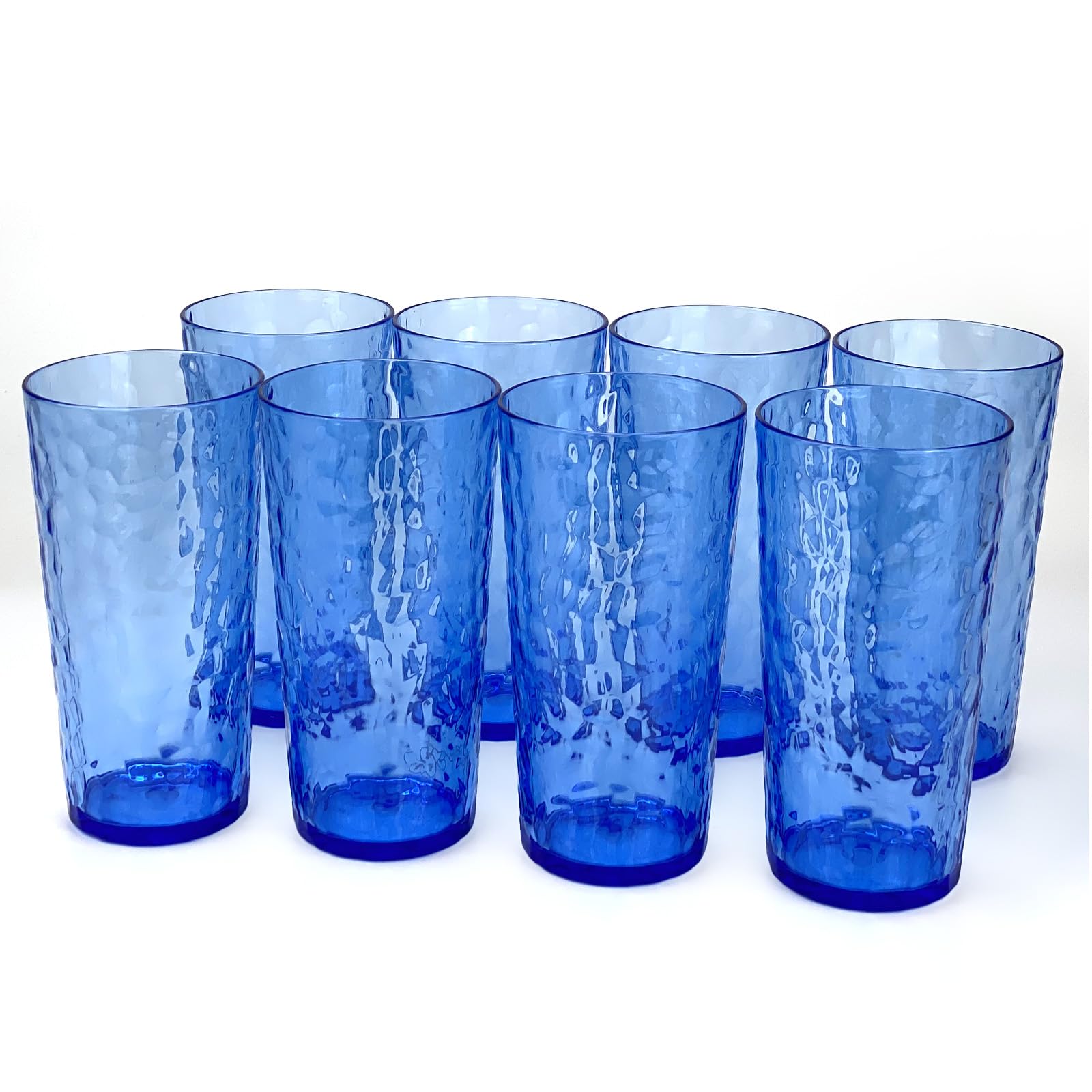 Yalin 24-Ounce Plastic Tumbler Acrylic Drinking Glasses, Reusable Plastic Cups, Stackable, BPA-Free, Shatter Proof, Dishwasher Safe, Set of 8 (Blue) — image 1