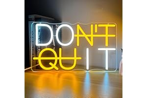 HAJAE DON'T QUIT Neon Sign, Neon Signs for Wall Decor, Led Neon Light Sign Party Decorations, Room Decor for Boys, Neon Signs for Man Cave, Dimmable Neon Sign for Bedroom USB Powered, 15.7*9 in, Yellow/White