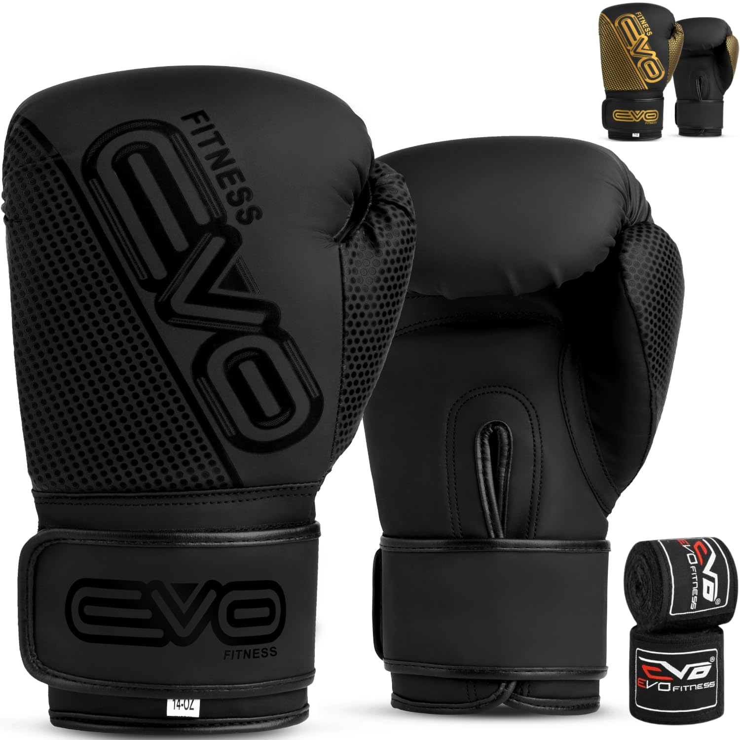 EVO Boxing Gloves (Black EVO Matt, 16 OZ)