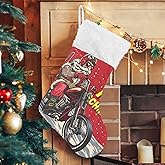 ALAZA Christmas Stockings Santa Claus Motorcycle Classic Personalized Large Stocking Decorations for Family Holiday Season Party Decor 1 Pack,17.7