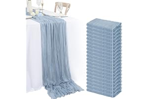 LUMAYCENS 20 Pack Dusty Blue Easter Cheesecloth Table Runner Boho Romantic Gauze Spring 10FT Cheese Cloth Table Runner for Wedding Party Baby Shower Thanksgiving Christmas Decoration
