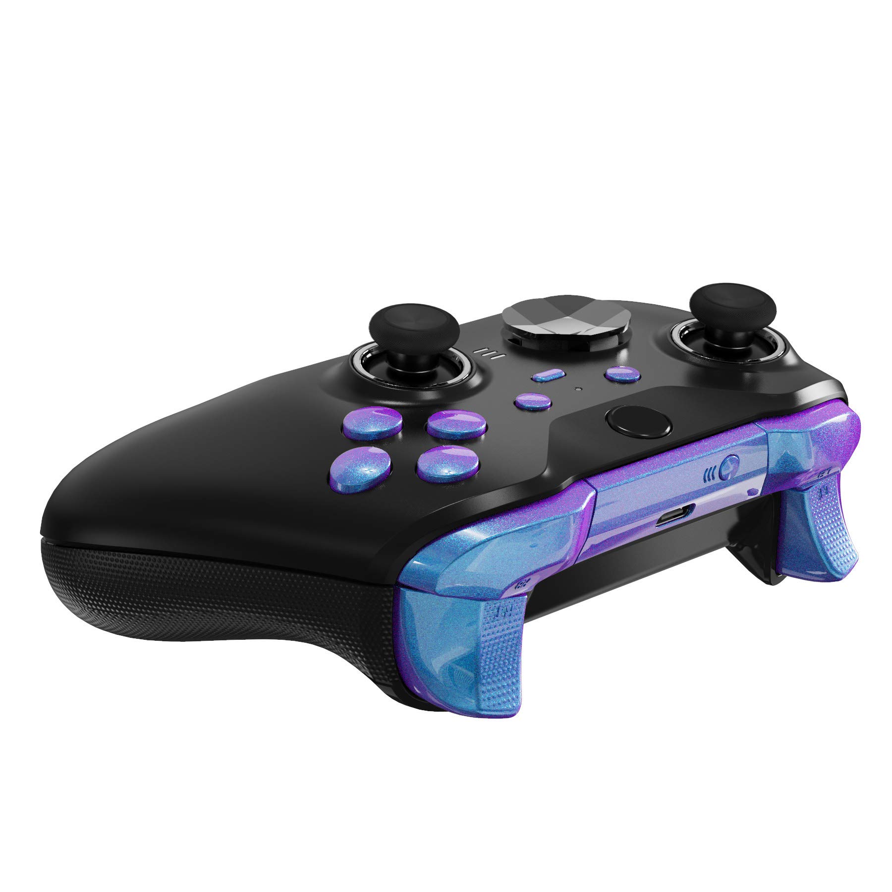 eXtremeRate Chameleon Purple Blue Replacement Buttons for Xbox One Elite Series 2 Controller, LB RB LT RT Bumpers Triggers ABXY Start Back Sync Profile Keys for Xbox Elite Series 2 Core Controller