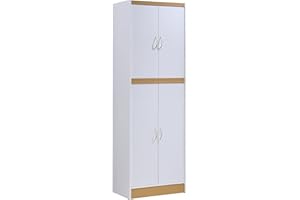 Hodedah 4 Door Kitchen Pantry with Four Shelves, White
