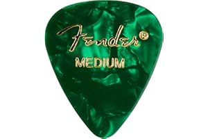 Fender 351 Shape Medium Classic Celluloid Picks, 12-Pack, Green Moto