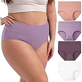 INNERSY Women's Plus Size XL-6XL Cotton Underwear High Waisted Briefs Panties 4-Pack