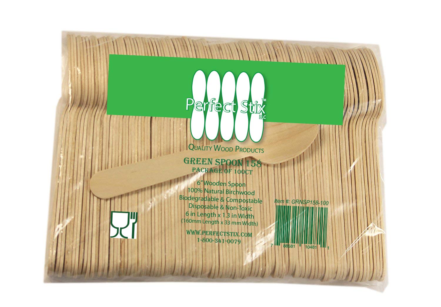 Perfect Stix Wooden Disposable Spoons 6" Length (pack of 100): Industrial & Scientific