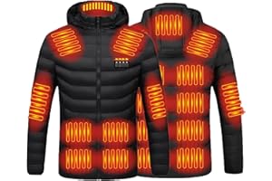 COMIOR Heated Jacket for Men and Women, Heated Coat Hooded Heating Warm Jackets Windproof USB Charging Electric Body Warmer