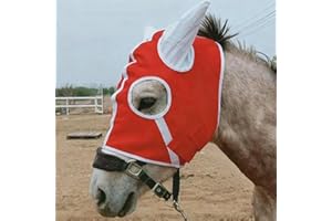 Horse Face Mask with Ears, Fly Mask for Horse and Donkey - Protects Against Rain, Snow and Cold - Keeps Warm(red)
