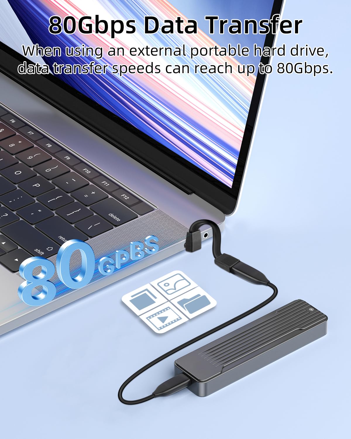 YANBORONSN 80Gbps Flaches USB-4 Kurzkabel, USB-C Schnellladekabel, PD 240W 90 Grad Typ C Stecker auf Typ C Stecker Ladekabel, 8K@60Hz Videoanzeige für Telefone, Tablets, Laptops (67MM) 3