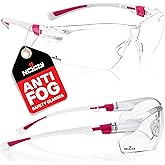NoCry Clear Safety Glasses for Women with Adjustable Frames — Anti Fog Safety Glasses with 100% UV Protection & Scratch Resistance, ANSI Z87.1 Rated — Perfect Safety Goggles for Women, Nursing Goggles