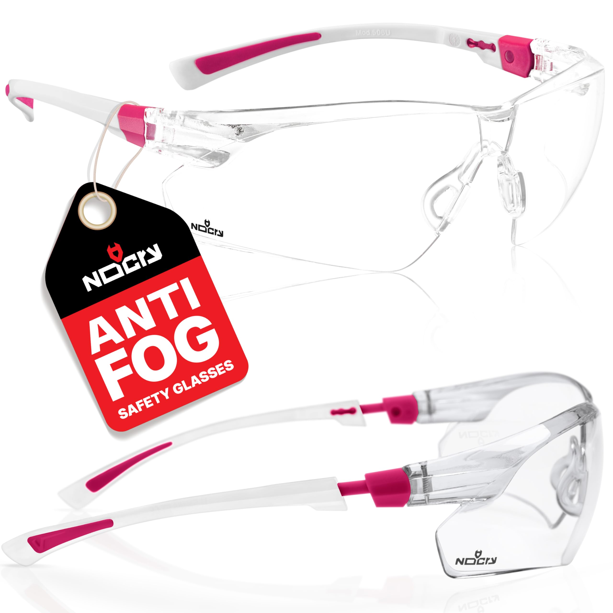 Photo 1 of NoCry Clear Safety Glasses for Women with Adjustable Frames — Anti Fog Safety Glasses with 100% UV Protection & Scratch Resistance, ANSI Z87.1 Rated — Perfect Safety Goggles for Women, Nursing Goggles