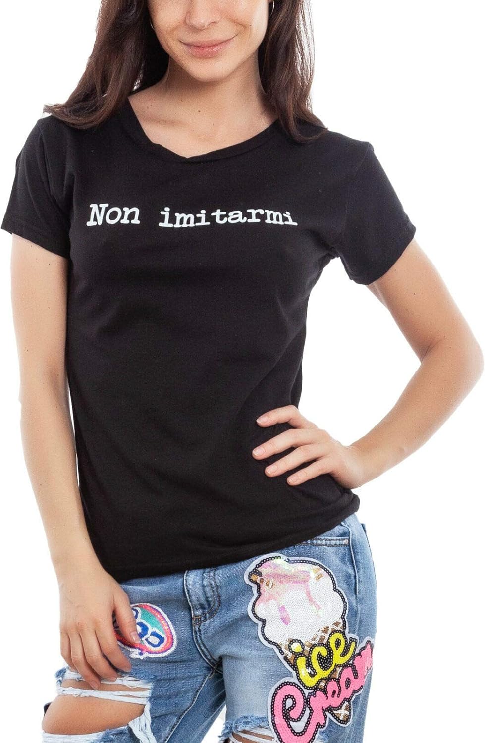 maglietta con scritta rilassati