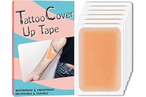 BZJSLT Tattoo Cover Up Patch, Tattoo Cover Up Tape, Ultra Thin Patch for Tattoo Scar and Birthmarks, Invisible Waterproof Skin Tone Concealer Sticker for Covering Up Scars Tattoos, 6 Pcs - Deep Skin