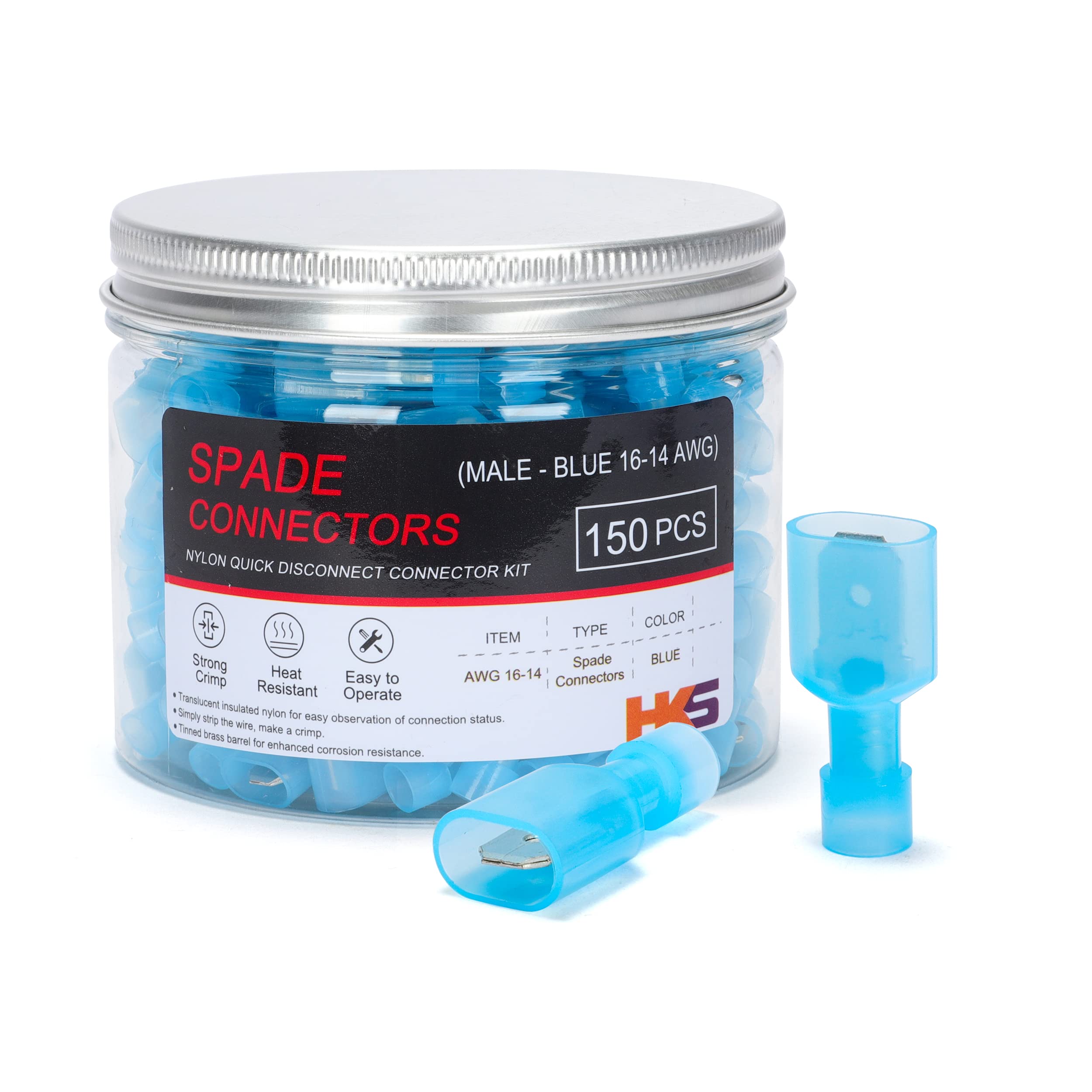 HKS Vinyl Insulated Butt Connectors Red 22-16 AWG 50-PCS (Bulk Pack