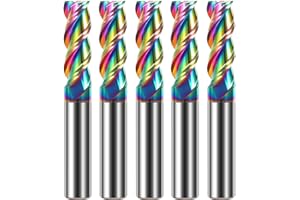 AYCHOLIZ 5pcs 1/4" Solid Carbide Flat End Mills Set 3 Flute Diamond-Like Coating End Milling Cutter for Aluminum,Copper,Magnesium Alloys