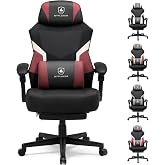 GTPLAYER Gaming Chair, Mesh Office Chairs with Footrest for Adults, Big and Tall Gamer Ergonomic Computer Chair with Height Adjustable (Red)