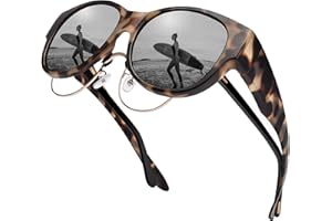 URUMQI Sunglasses Fit Over Glasses for Women, Polarized UV400 Protection Sun Glasses Trendy Round Cat Eye Shades Large Lens