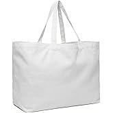 BasicList Extra Large Canvas Tote Bag - Big Reusable Grocery Shopping Heavy Duty Foldable