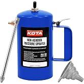 LAUCO Non Aerosol Pressure Sprayer - Refillable Pressurized Sprayer Bottle for Oil, Solvent, Degreasers, Lubricants - Rechargeable Steel Canister with Brass Nozzles, 32oz. (1, Blue) 69533