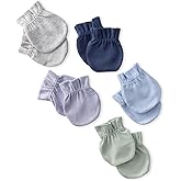 Butterblu Morgan 5-Pack Mitts 100% Organic Cotton No Scratch Mittens for Newborn Baby Boys & Girls, Sorbet, One Size