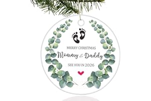 Hiagkmet Merry Chirstmas Mommy and Daddy See You in 2026 Christmas Hanging Ornament, Expecting Baby Pregnancy Announcement Gi