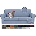 JIVINER 3 Pieces Couch Covers for 2 Cushion Couch Stretch Sofa Slipcover with 2 Extra Large Seat Cushion Covers Thick Fitted Loveseat Sofa Covers for Living Room (XL Loveseat, Light Blue)