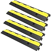 VEVOR Cable Protector Ramp, 4 Packs 2 Channels Rubber Modular Speed Bumps Rated 11000 LBS Load Capacity, Protective Wire Cord