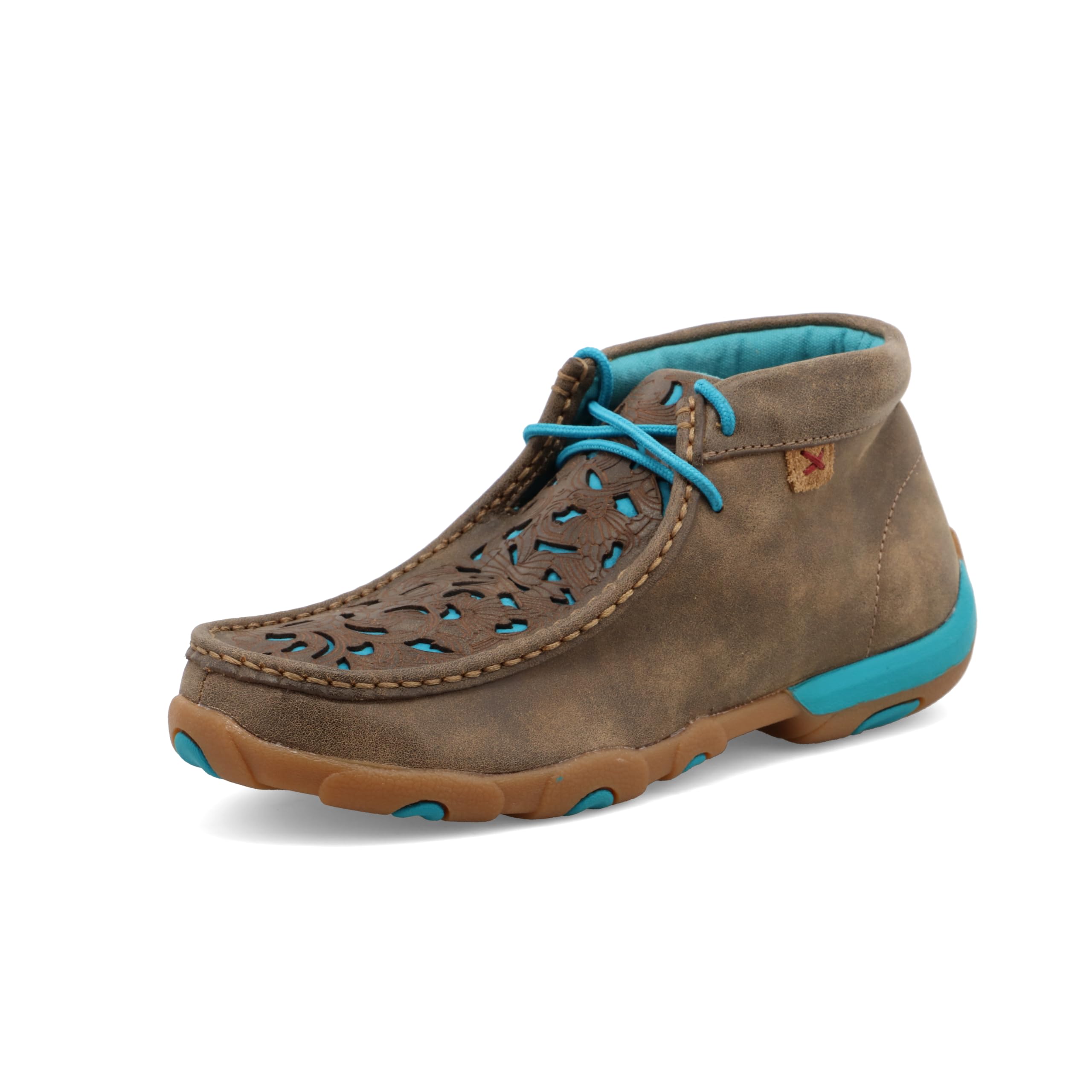 Twisted X Women's Chukka Driving Moc, Moc Toe, Bomber & Turquoise Embroidered Vamp, 7.5 M Image
