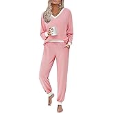 JUSTFASHIONNOW Women's Pajama Sets 2 Piece Striped Lounge Sets Long Sleeve Top and Pants Soft Sleepwear Pjs 2025 Fall Outfits