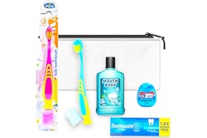 Graydon Hall Oral Care Travel Kit - Bundle with Toothbrush, 2 Floss Packs, Cavity Protection Toothpaste, Mouthwash, Travel Bag, and More | TSA Friendly Set