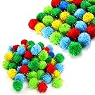 TKOnline 100 Piece Assorted Color Sparkle Balls Glitter Tinsel Balls My Cat's All Time Favorite Toy Pom Ball For Cat Toys