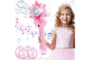 Chridark Bubble Wands for Kids Girls - Include 4 Bubble solution, Light Up LED & Sound Effect, Outdoor Party Birthday Windmill Bubble Machine Toys for Toddlers, Gift for Girls Age 3 4 5 6 7 8 Year Old