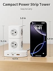 DEPOW Power Strip Tower Surge Protector with 9